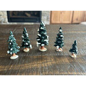 Retired Lemax Christmas Trees Set of 5 Christmas Village Accessory